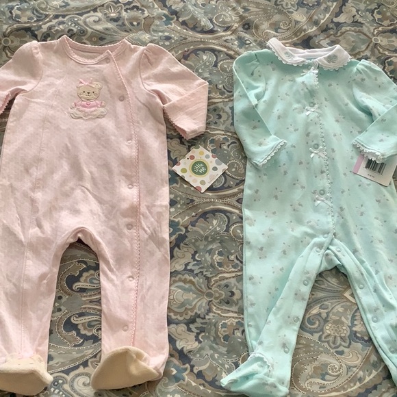 BABY GIRLS 9MO OUTFITS LITTLE ME MINT GREEN & PINK & SOCKS (7) - Picture 1 of 14